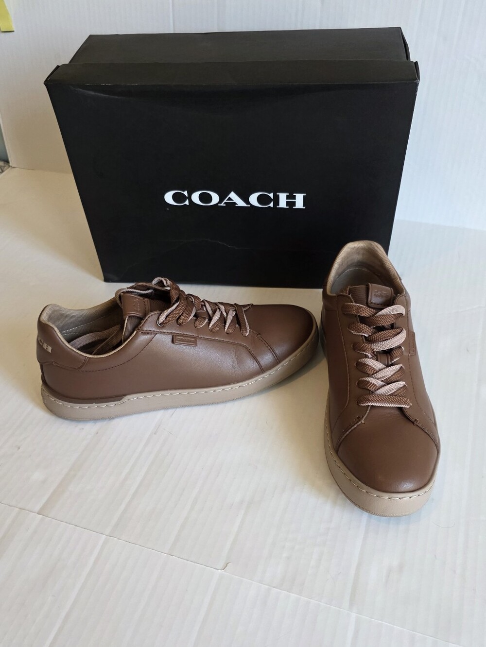 Coach Camel Lowline Low Top Leather Sneaker Lace-up Preppy Quiet Luxury Sz 10